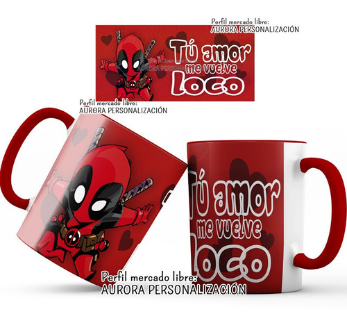 Mug Oreja Interior Rojo Taza Amor San Valentin Heroes 07