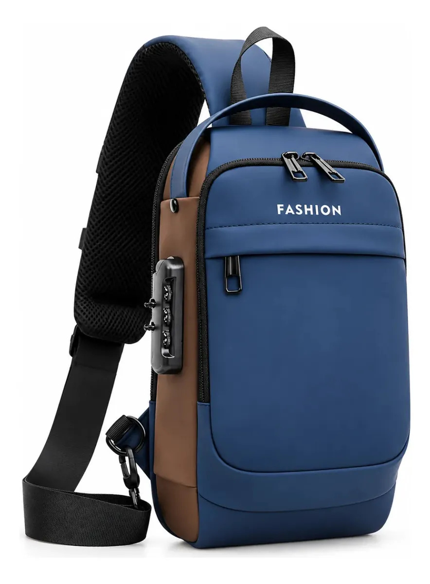 Bolsa Masculina Shoulder Bag Mochila Pequena De Ombro Casual Cor Azul