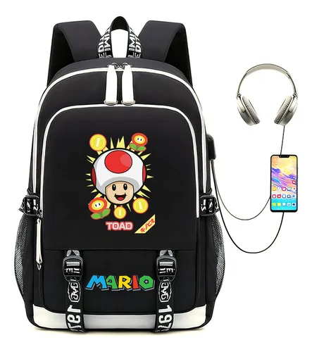 Mochilas Escolar Super Mario Adolescentes Moda Mochila Negro
