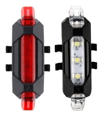 Imagen 1 de 8 de Luz Bici Auxiliar Inalámbrica Usb X 2 Blanco Y Rojo
