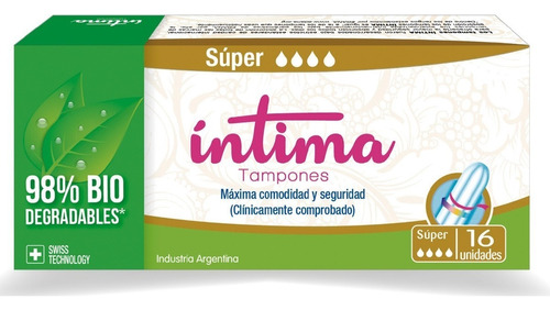 Tampones Femeninos Intima Super X 16 Unidades (digitales)