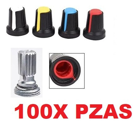100 X Perillas Pomo De Potenciómetro Redondo 0.236 Dj