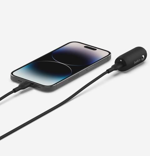 Belkin Cargador De Coche 30w Usb-c + Cable Usb-c A Lightning Negro