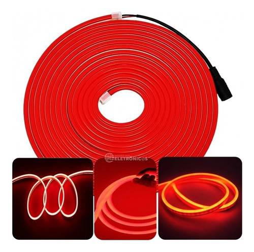 Fita Led Letreiro P/ Fachada Comércio Iluminação Neon 5mts Luz Vermelho