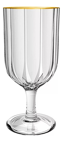 Jg 6 Tacas Refinatto Vidro Com Borda Ouro 330ml L´hermitage