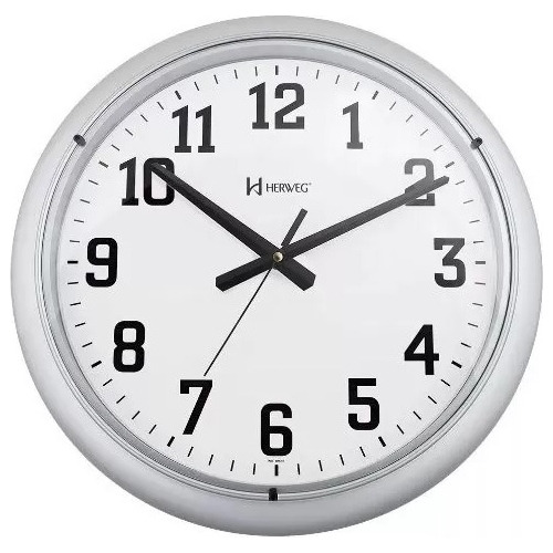 Relógio Parede Herweg 660129-070 Prata Grande 40cm