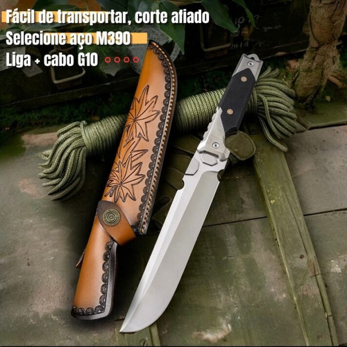 Faca Tatica Full Tang Aço Cabono M390 Multifuncional G10