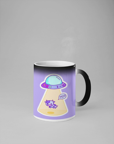 Taza Magica Ovni Y Vaca Termosensible 320 Ml Ovni Y Vaca