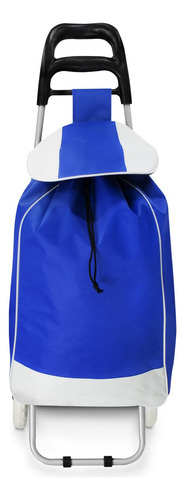 Carrito De Compras Plegable Con Ruedas Metálico Azul