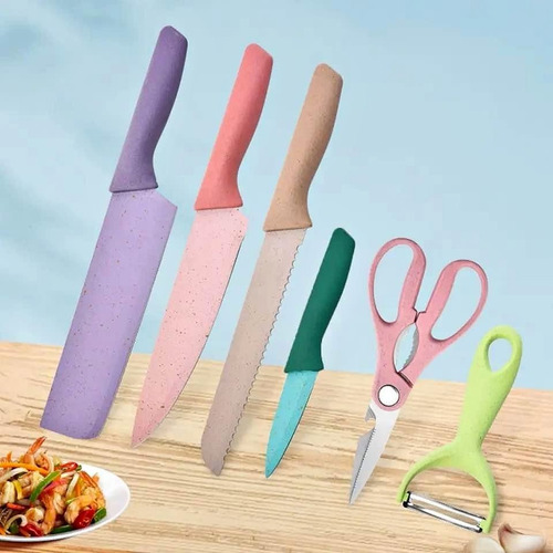 Set De Cuchillos Para Cocina Colores Pastel