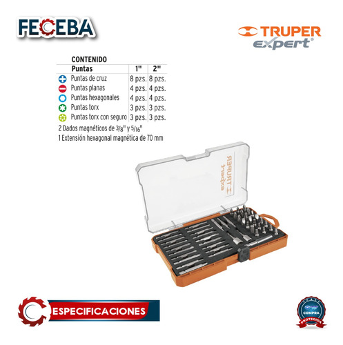 Juego De 47 Puntas Mixtas Largos 1 Y 2 En Estuche 11895