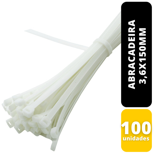 Abracadeira Nylon 150x3,6mm Br Thompson Cor Branco