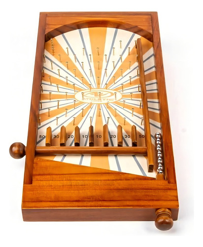 Mesa De Pinball Juego Familiar Plink Ball Tablero De Madera Tamaño Chico Con 8 Bolas De Acero Marca Athletics Works