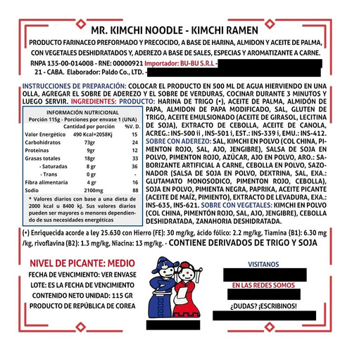Imagen 3 de 4 de Mr Kimchi - Ramen Coreano - Pack X 4 Unidades