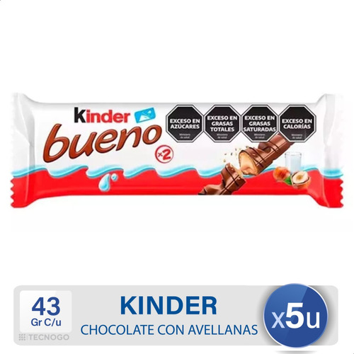 Kinder Bueno Oblea Chocolate Crema Avellanas X5 Mejor Precio