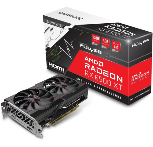 Imagen 7 de 9 de Placa De Video Sapphire Pulse Rx 6500 Xt 4gb Oc 2 Coolers