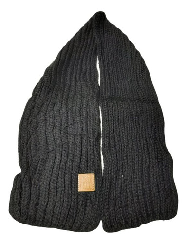 Bufanda Cuello Estilo Punto Inglés Lana Invierno Negra
