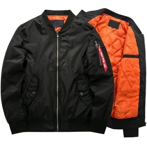 Chamarra Corta Viento Piloto Bomber Negro Armada Vuelo