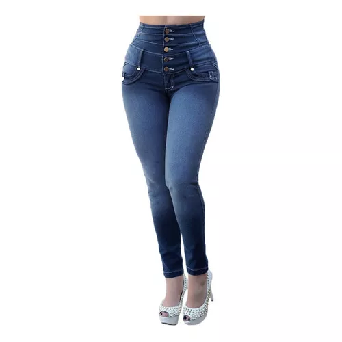 Calça Jeans De Las Mujeres De Talle Alto Skinny Jeans Str