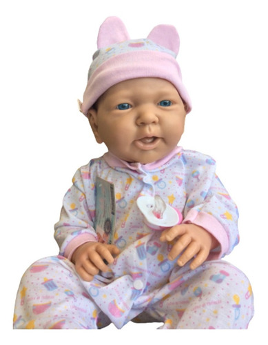 Imagen 8 de 10 de Bebote Real Bebe Reborn 53 Cm Bebote Con Chupete Osito Manta
