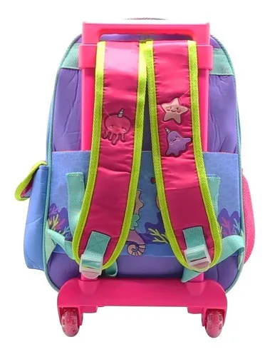 Mochila Con Carro Mushi Simones Con Monedero 40.6 Cm Color Violeta Diseño de la tela Liso