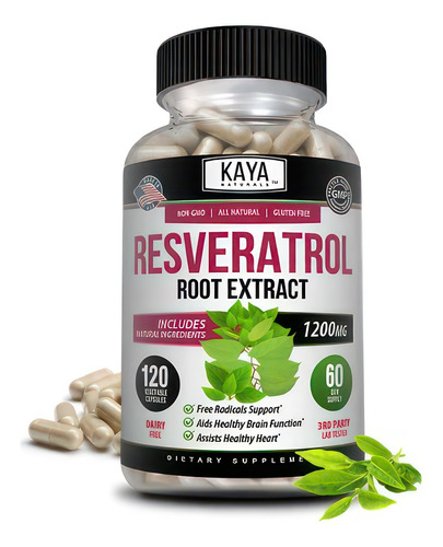 Resveratrol 1200 Mg  Antioxidante Kaya  120 Cápsulas