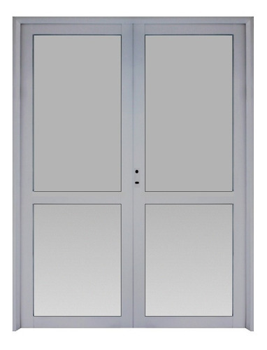 Puerta Doble Aluminio 160x200 M502 Vidrio Entero Travesaño