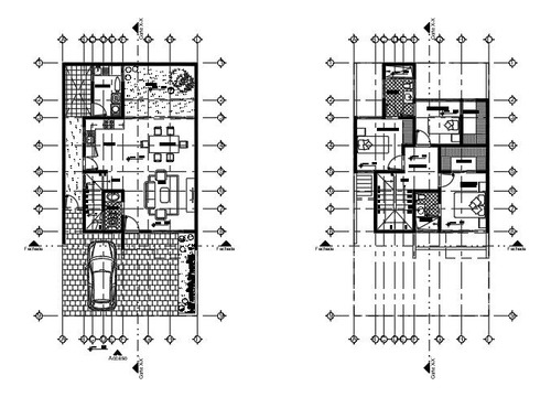 Planos Arquitectónicos De Casa Estilo Brutalista 8m X 15m.