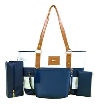 Comprar Promoción! Set De Bolsas 4 Piezas Bolso Cosmetiquera Cartera Color Azul marino\u002FBlanco