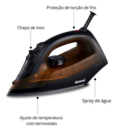 Ferro De Passar Á Vapor Amvox Af 1606 1250w 127v