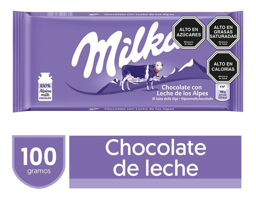 Imagen 1 de 5 de Chocolate De Leche Milka® Barra 100g