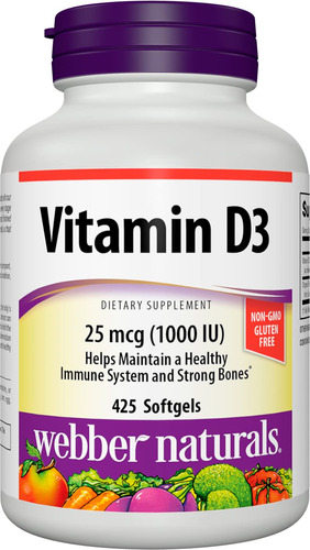 Webber Naturals Vitamina D3 Softgel, 1,000 Ui, 425 Unidades,
