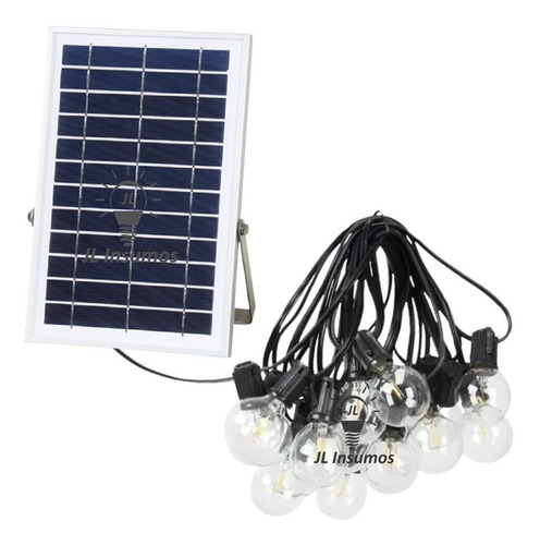 Imagen 1 de 5 de Guirnalda Led Solar Luz Calida 6mts 20 Luces