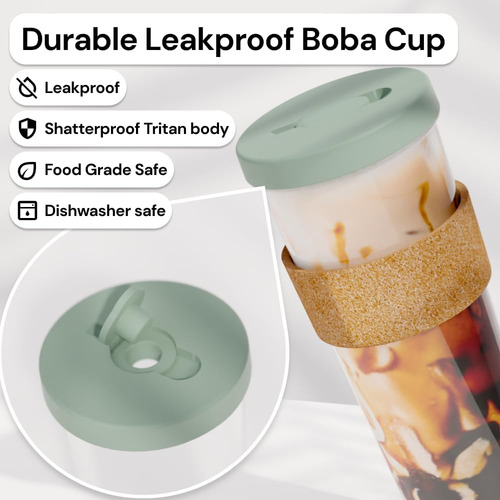 Taza Reutilizable De 24 Oz Con Popote Verde