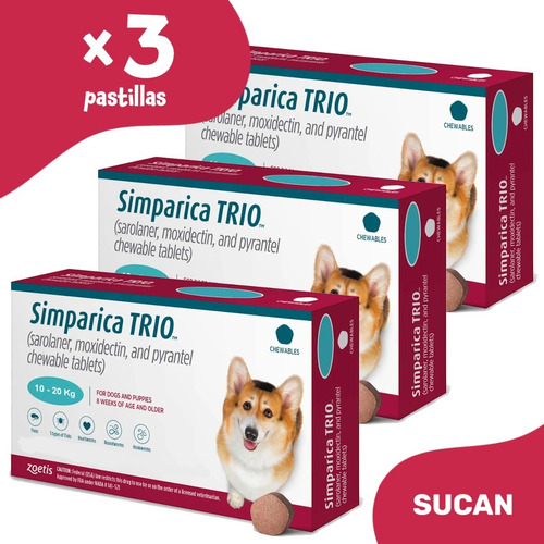 Pastilla Simparica Trio X 3un. - Perros 10 A 20 Kg