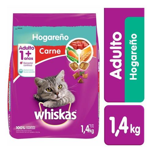 Alimento Para Gato Whiskas Hogareño Carne 1.4 Gr