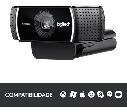 Webcam Full Hd Logitech C922 Pro Stream Com Microfone Embutido Preto