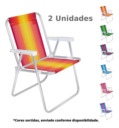 Guarda Sol Vermelho 2 M + 2 Cadeiras De Praia Em Aluminio