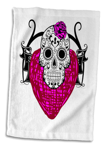 Calavera De Azúcar Rosa En 3d Con Forma De Corazón Morado De