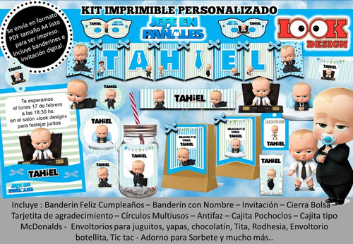 Kit Imprimible Candybar Jefe En Pañales Personalizado