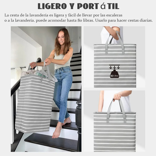 2pzs Cesto Grande Para Ropa Sucia Y Lavandería Plegable 75l