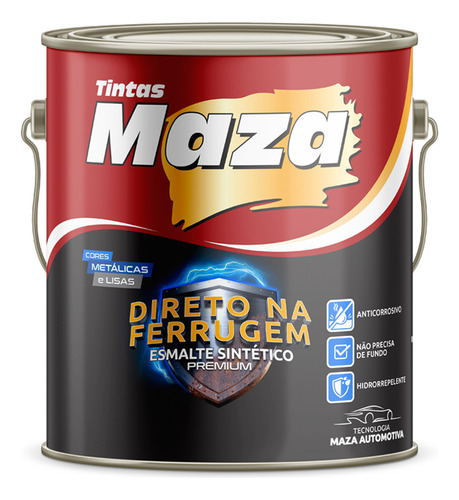 Tinta Esmalte Direto Na Ferrugem 3.6l Maza Cores Cor Prata Lunar