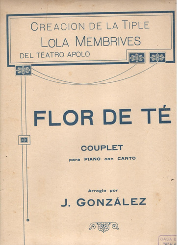 Partitura Flor De Té Tipografía Azul Arreglo Por J. González