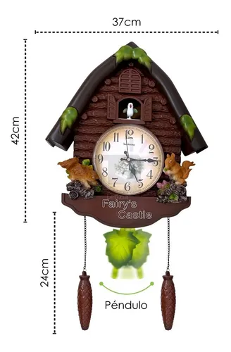 Reloj de cuco de cuco, reloj de pared de cuco, voces de pájaro de cuco,  diseño de péndulo, con péndulo, funciona con pilas, para decoración de  pared