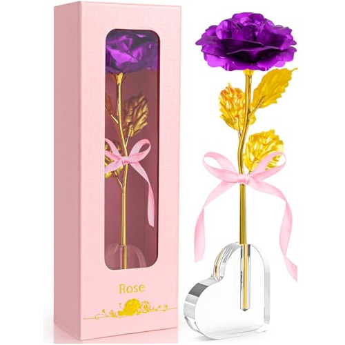 Regalos Mujeres, Rosa Galaxia Flor Encantada Base Forma...