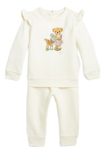 Conjunto Moletom Polo Ralph Lauren Original Importado Menina Bege 9m