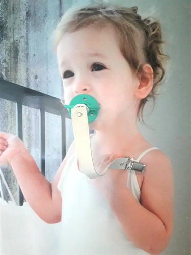 Clipe de bebê Minikoioi Klips Color Unicorn Pink Baby Clip Porta-chupeta de couro