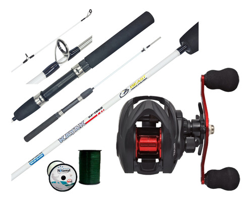 Combo Pesca Kayak Reel Huevito Rotativo + Caña 2tr 1 .35m