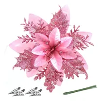 Comprar 12 Pcs Flores Artificiales De Navidad Flores De Navidad Rosa
