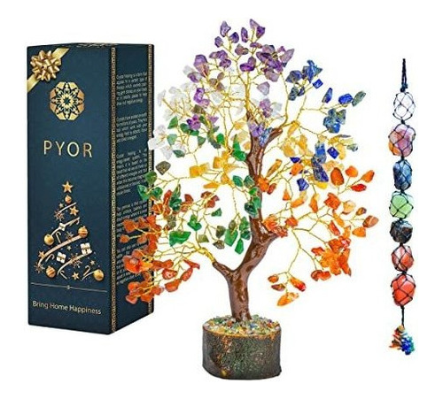 Árbol De Cristal - 7 Piedras De Chakra - Colgador De Pared